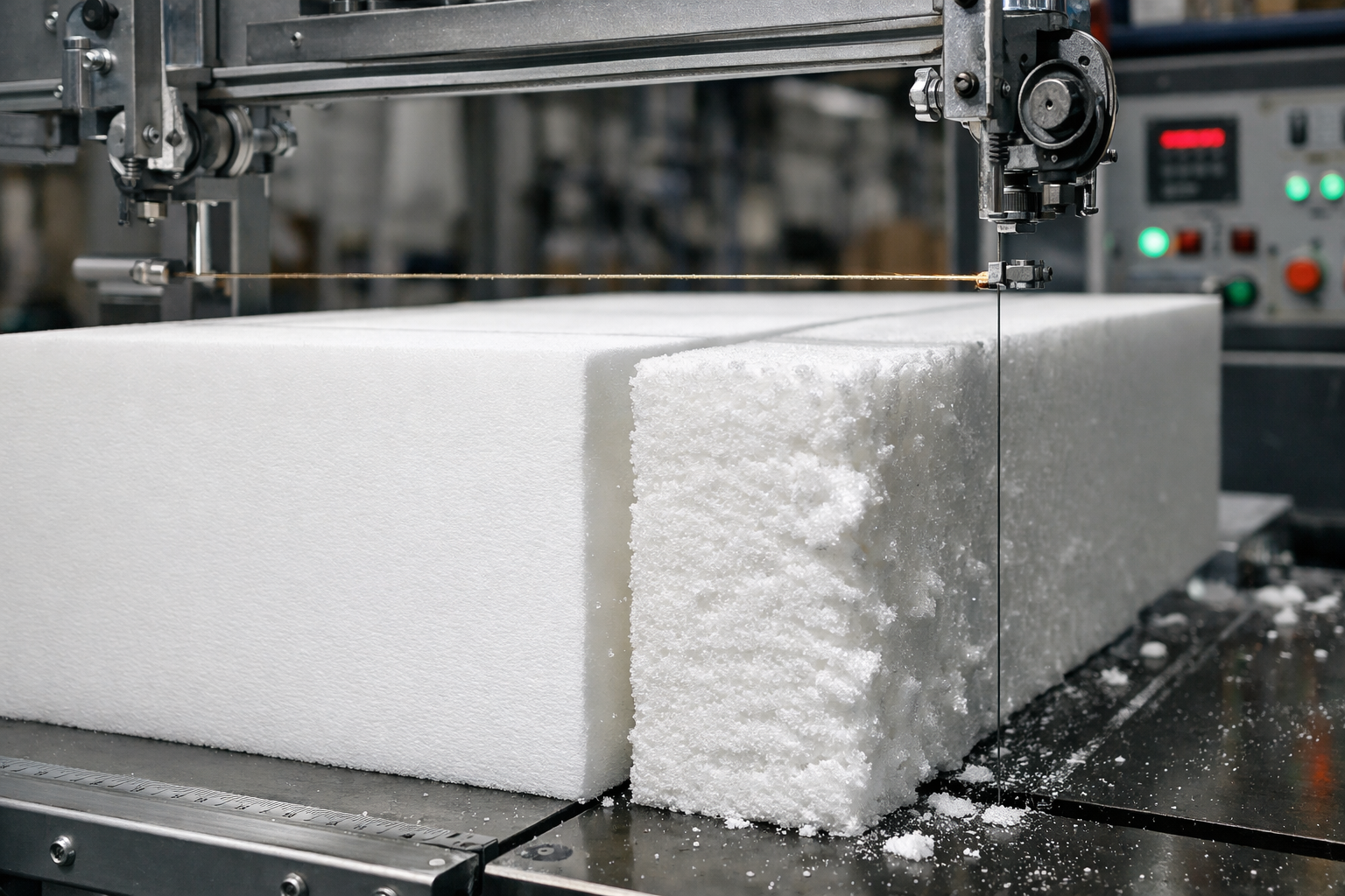 Foam cutting precision in action