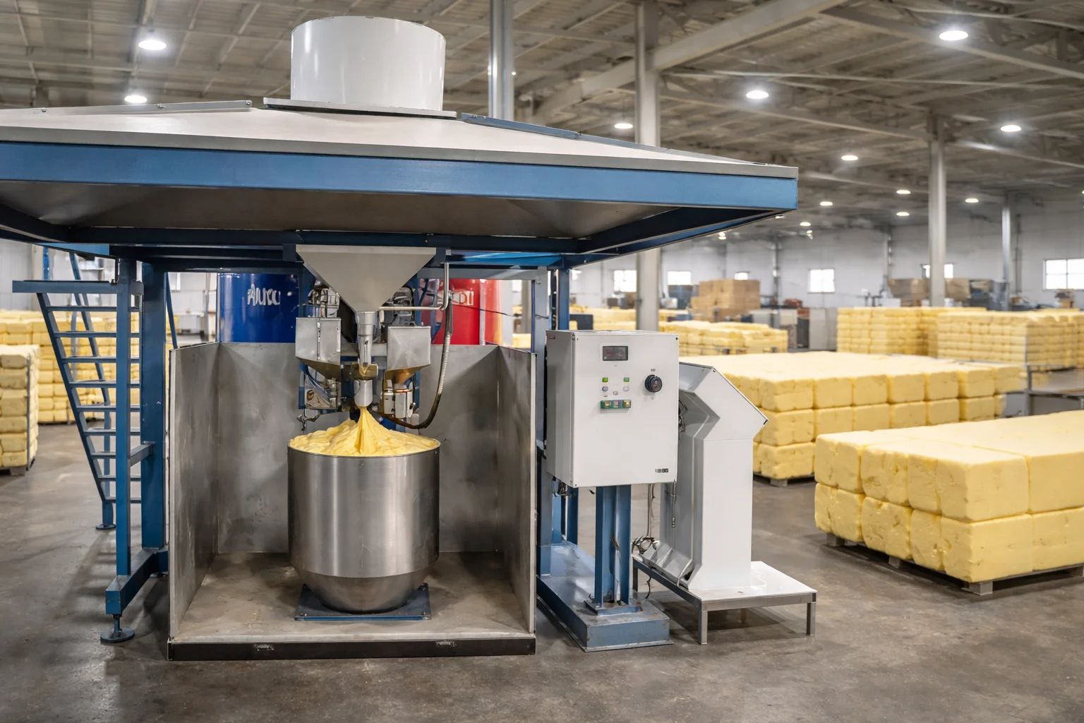 Foam manufacturing system in action