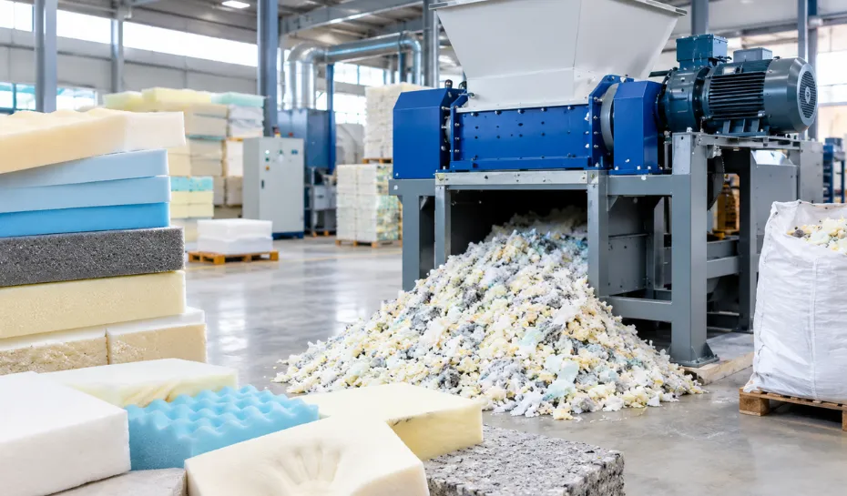 Foam shredding machine working process